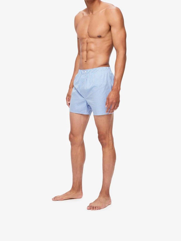DEREK ROSE Gingham Men's Classic Fit Boxers - Henry BucksBoxers2000183 - BLUE - SM