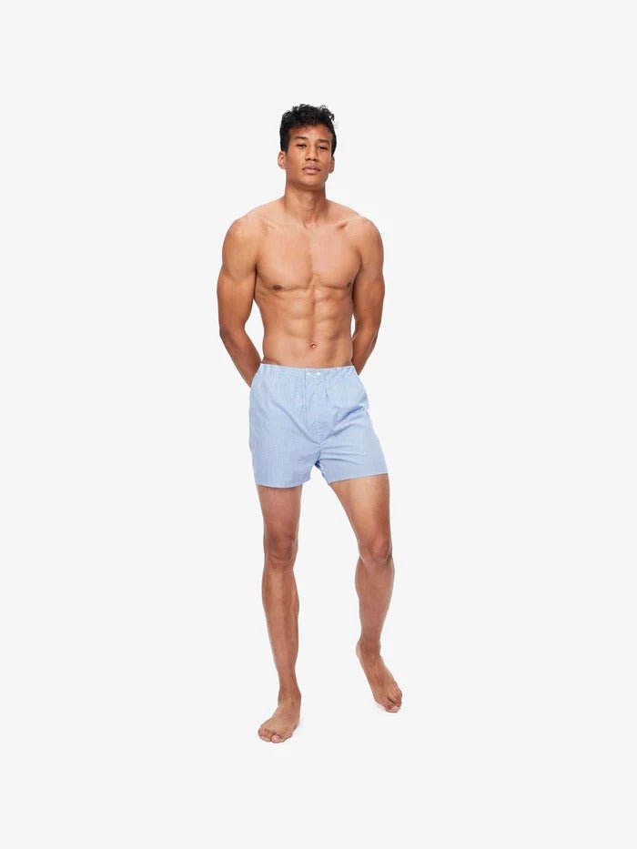 DEREK ROSE Gingham Men's Classic Fit Boxers - Henry BucksBoxers2000183 - BLUE - SM