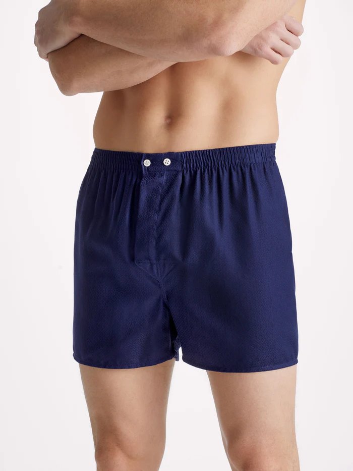 DEREK ROSE Lomard 6 Cotton Boxers NAVY - Henry BucksBoxers65SS230009 - NAVY - M