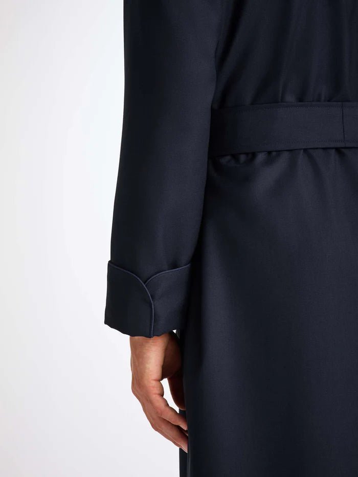 DEREK ROSE Wool Dressing Gown NAVY - Henry Bucks