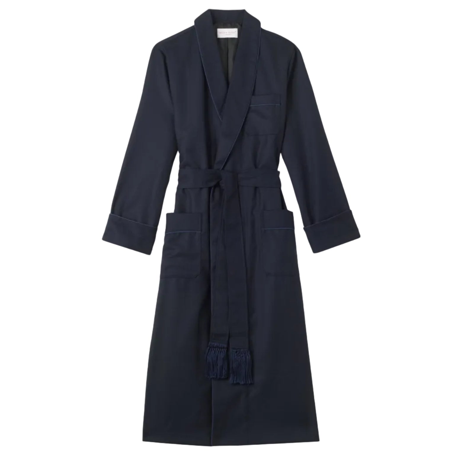 DEREK ROSE Wool Dressing Gown NAVY - Henry Bucks