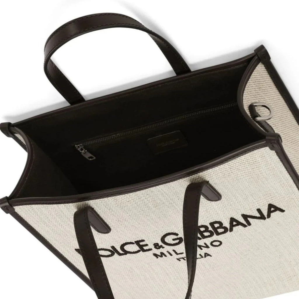 DOLCE & GABBANA Man Canvas Bag BEIGE BROWN - Henry Bucks