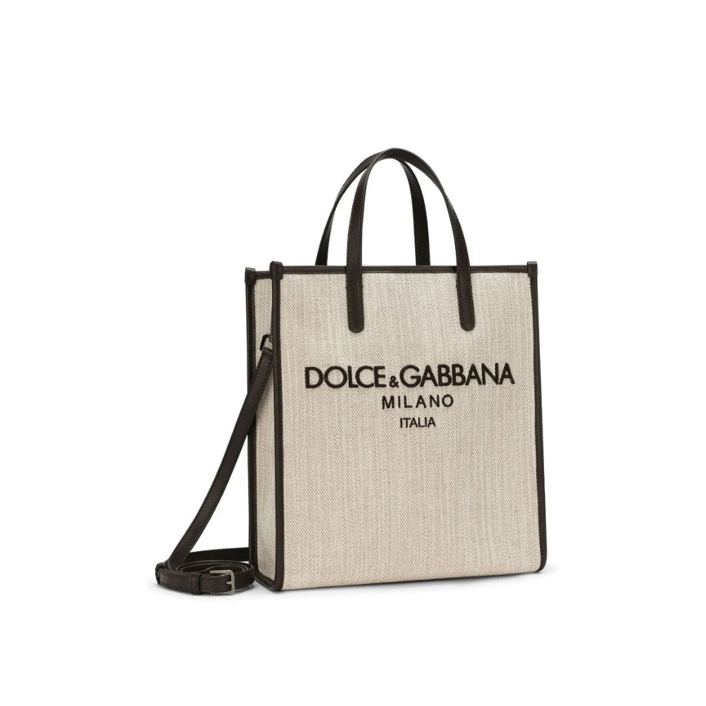 DOLCE & GABBANA Man Canvas Bag BEIGE BROWN - Henry Bucks