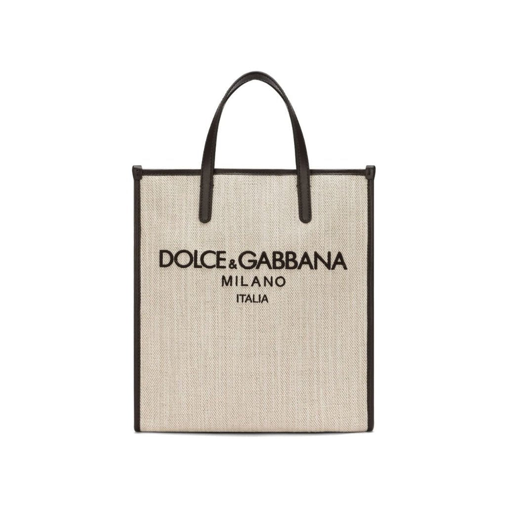 DOLCE & GABBANA Man Canvas Bag BEIGE BROWN - Henry Bucks