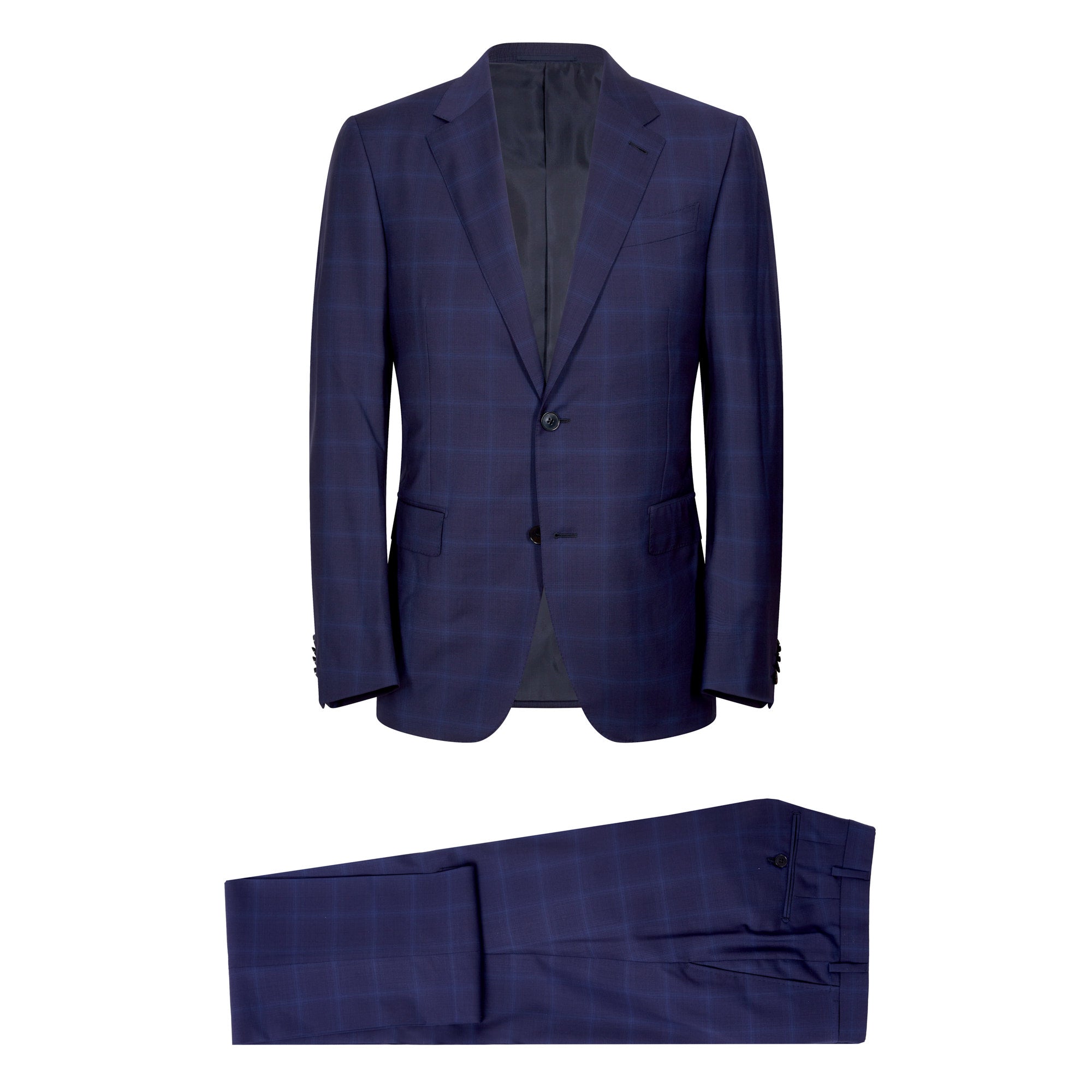 ERMENEGILDO ZEGNA Pure Wool Milano Suit NAVY CHECK - Henry BucksSuits23SS220005 - NAVY - R - 48