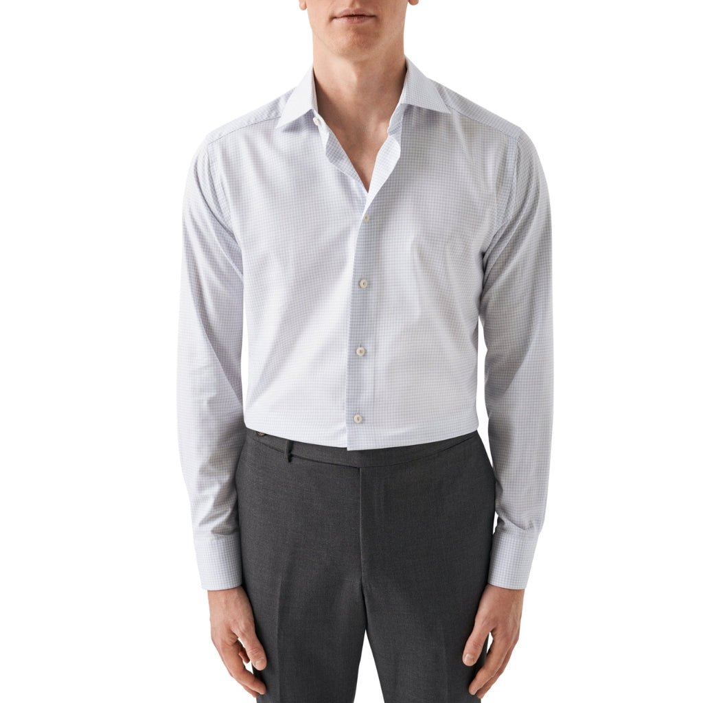 ETON Check Cotton Tencel Shirt Single Cuff Contemporary Fit LIGHT PURPLE - Henry Bucks