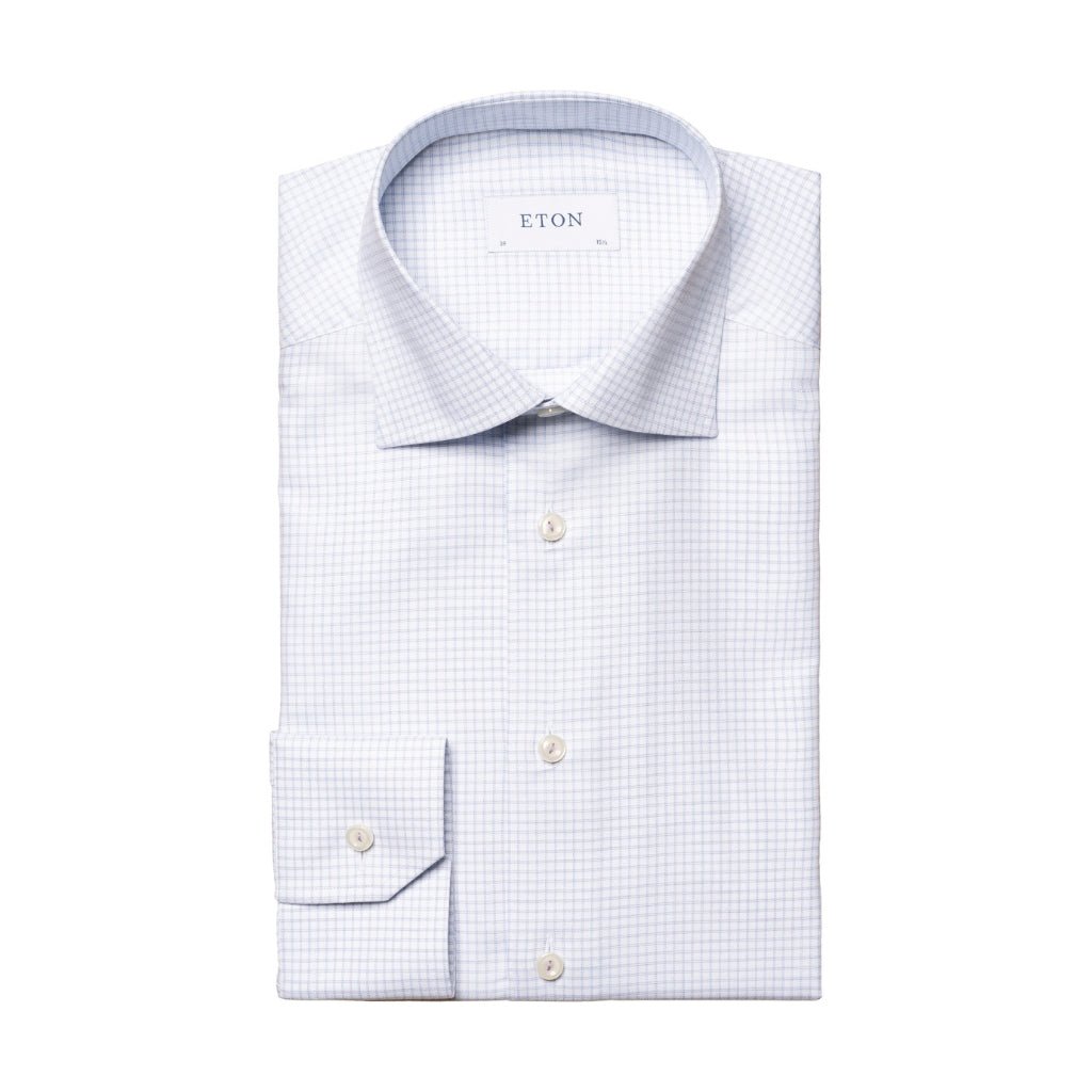 ETON Check Cotton Tencel Shirt Single Cuff Contemporary Fit LIGHT PURPLE - Henry Bucks