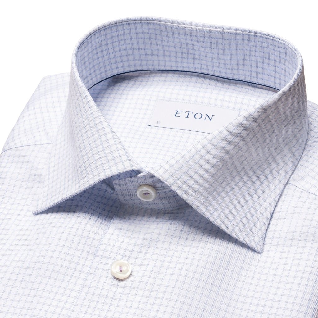 ETON Check Cotton Tencel Shirt Single Cuff Contemporary Fit LIGHT PURPLE - Henry Bucks