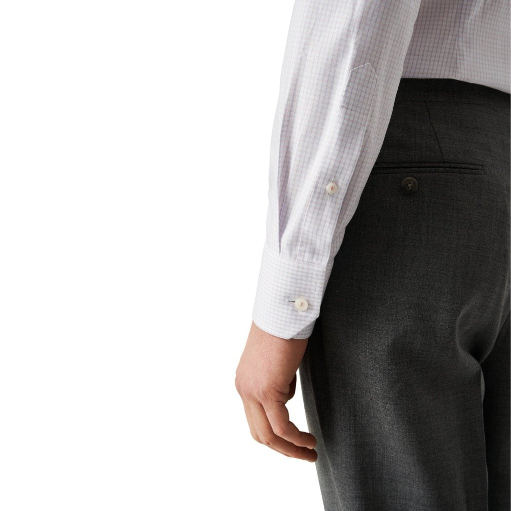 ETON Check Cotton Tencel Shirt Single Cuff Contemporary Fit PINK - Henry Bucks