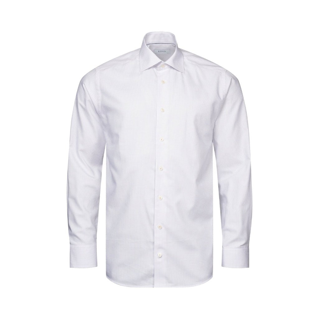 ETON Check Cotton Tencel Shirt Single Cuff Contemporary Fit PINK - Henry Bucks