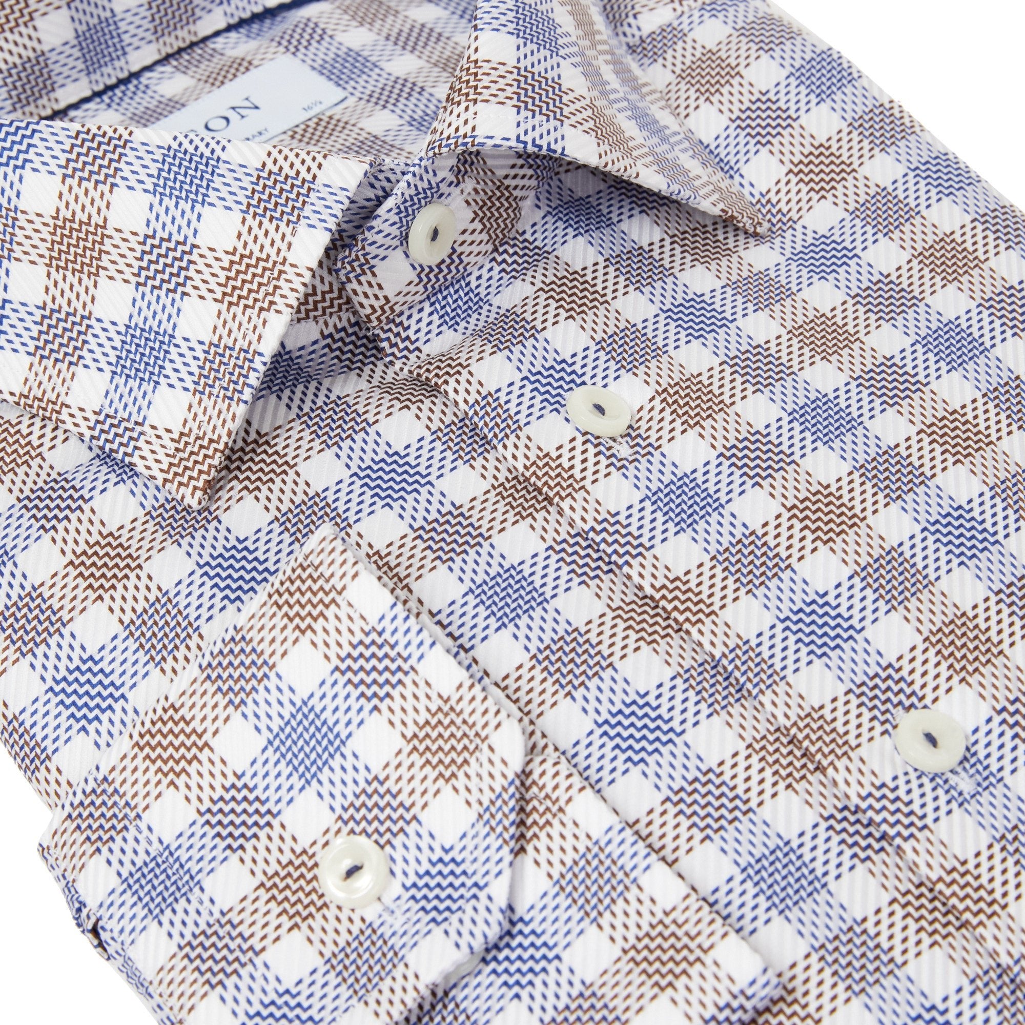 ETON CHECK KING TWILL SHIRT BLUE/BROWN - Henry BucksShirts01SS220067 - BLUBRN - 38