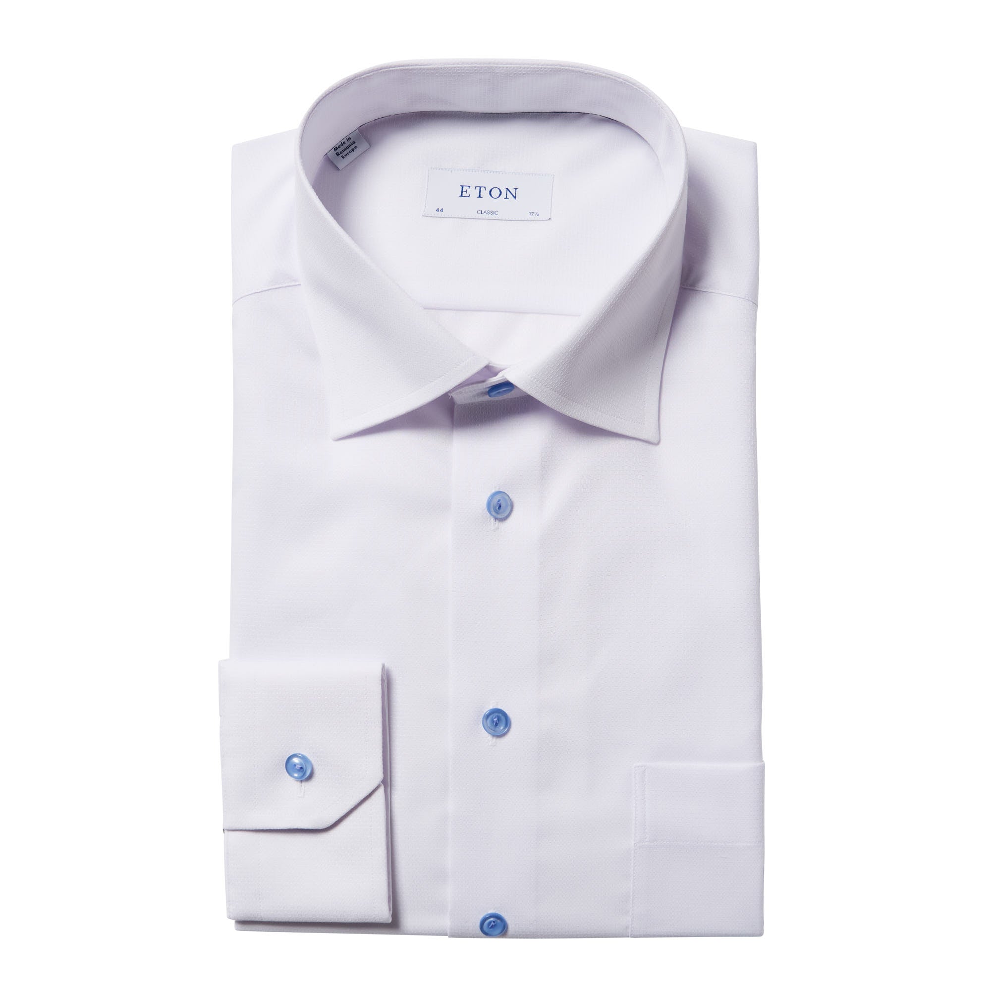 ETON Cutaway Long Sleeve Shirt Single Cuff Classic Fit WHITE - Henry BucksShirts01AW240012 - WHTE - SC - CLAS - 44