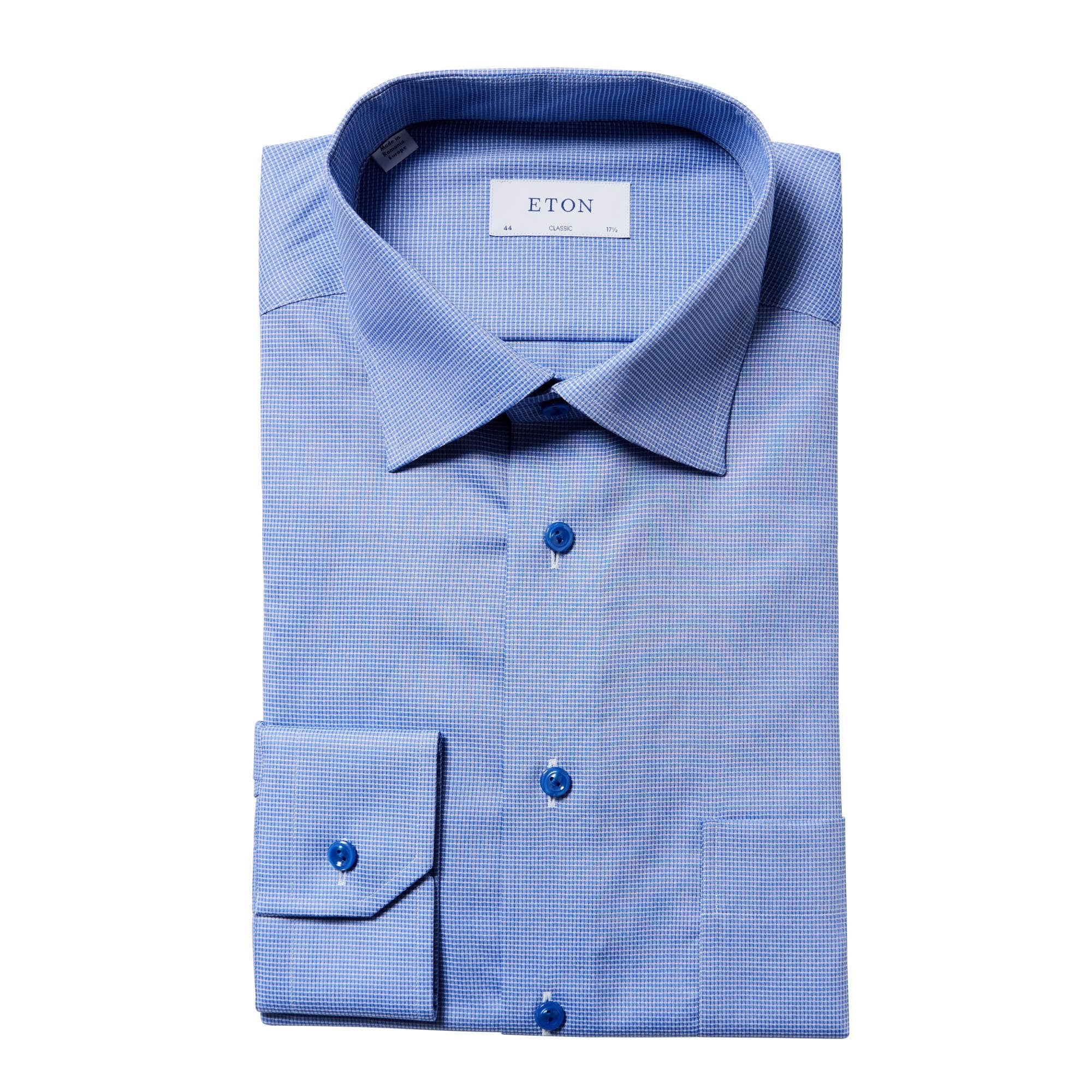 ETON Dobby Shirt Single Cuff Classic Fit MID BLUE - Henry BucksShirts01AW240009 - MBLU - SC - CLAS - 44