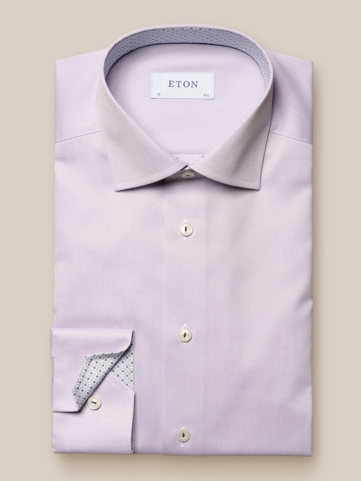 ETON Geometric Twill Long Sleeve Shirt Single Cuff Classic Fit MID PURPLE - Henry BucksShirts01AW240015 - MIDPURPLE - SC - CLAS - 44