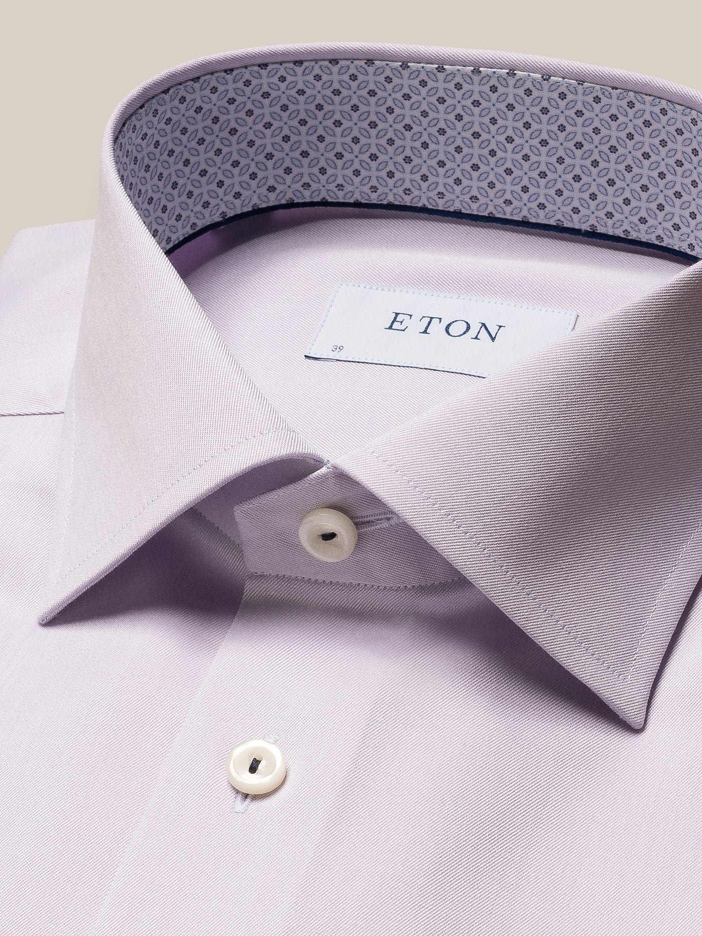 ETON Geometric Twill Long Sleeve Shirt Single Cuff Classic Fit MID PURPLE - Henry BucksShirts01AW240015 - MIDPURPLE - SC - CLAS - 44