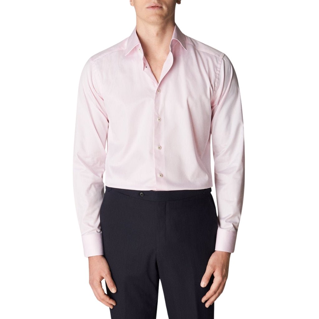 ETON Geometric Twill Long Sleeve Single Cuff Classic Fit Shirt PINK - Henry BucksShirts01AW240014 - PINK - SC - CLAS - 44