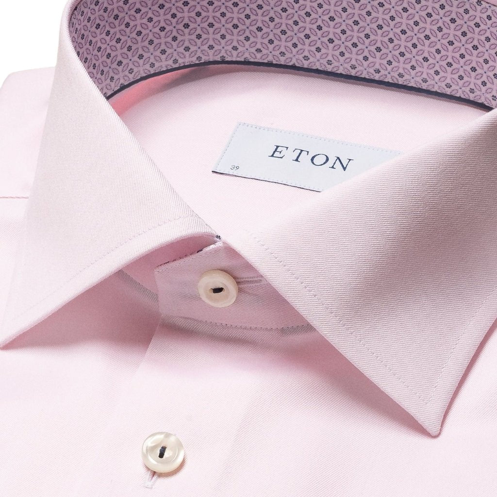 ETON Geometric Twill Long Sleeve Single Cuff Classic Fit Shirt PINK - Henry BucksShirts01AW240014 - PINK - SC - CLAS - 44