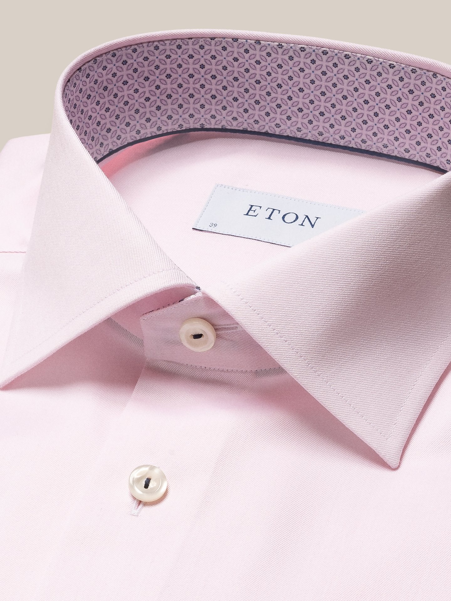 ETON GEOMETRIC TWILL LS SHIRT PINK SC - CONTEMPORARY FIT - Henry BucksShirts01AW240014 - PINK - SC - CONT - 38