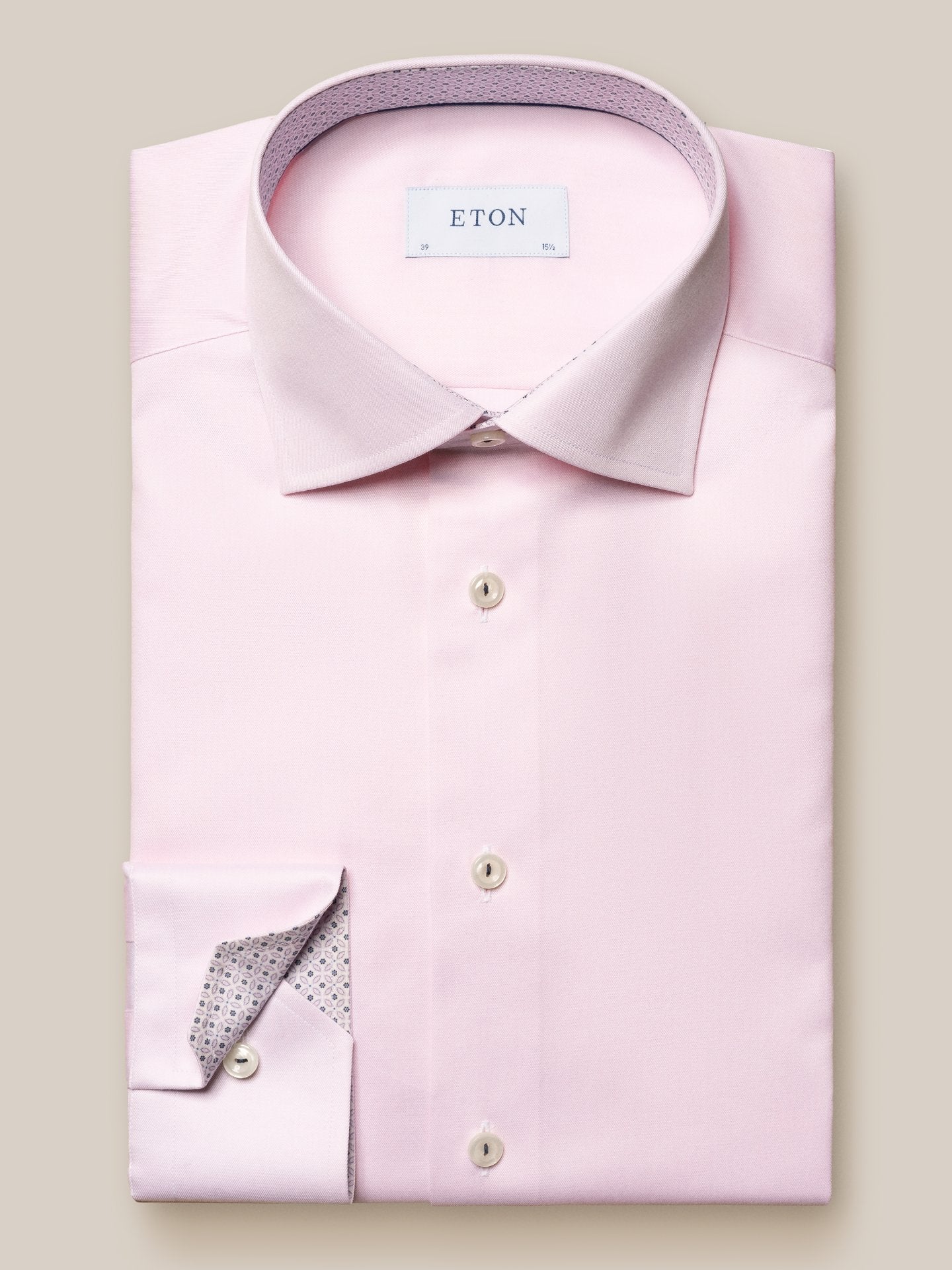 ETON GEOMETRIC TWILL LS SHIRT PINK SC - CONTEMPORARY FIT - Henry BucksShirts01AW240014 - PINK - SC - CONT - 38