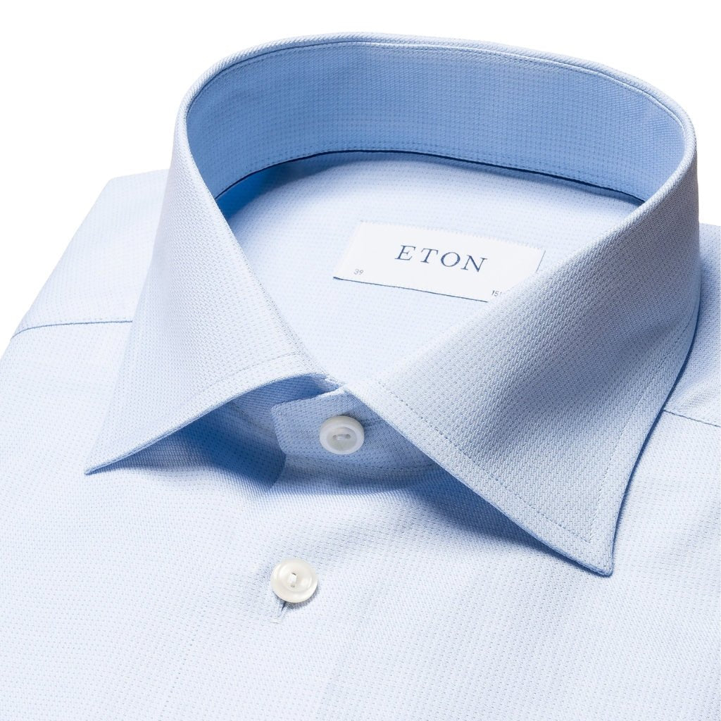 ETON Pin Dot Signature Twill Shirt Sigle Cuff Classic Fit MID BLUE - Henry Bucks