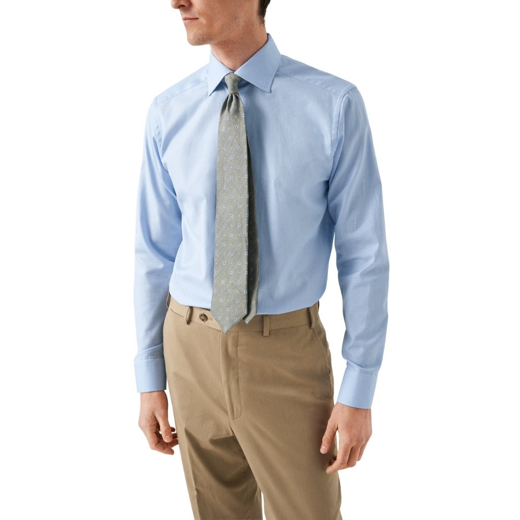 ETON Pin Dot Signature Twill Shirt Sigle Cuff Classic Fit MID BLUE - Henry Bucks