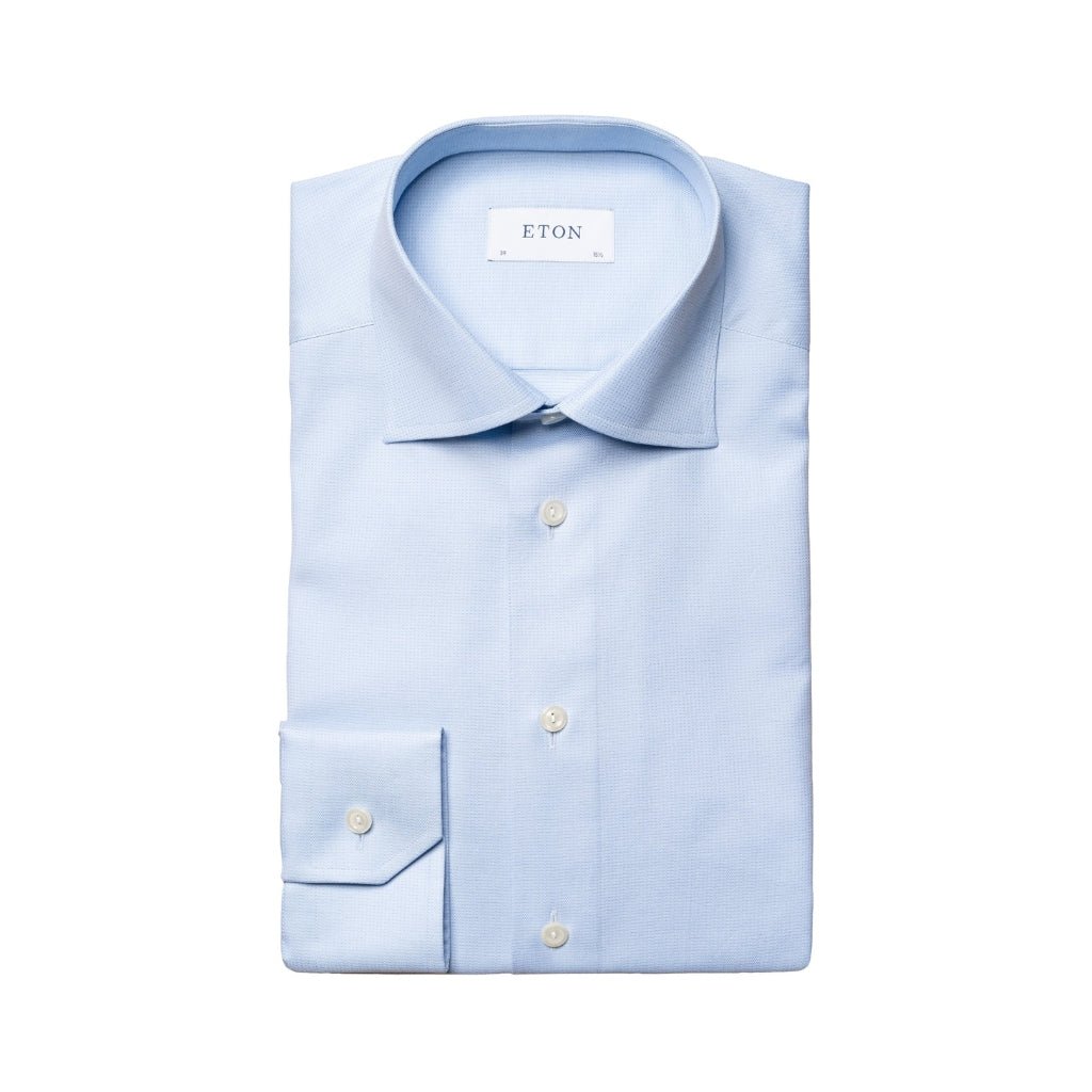 ETON Pin Dot Signature Twill Shirt Sigle Cuff Classic Fit MID BLUE - Henry Bucks