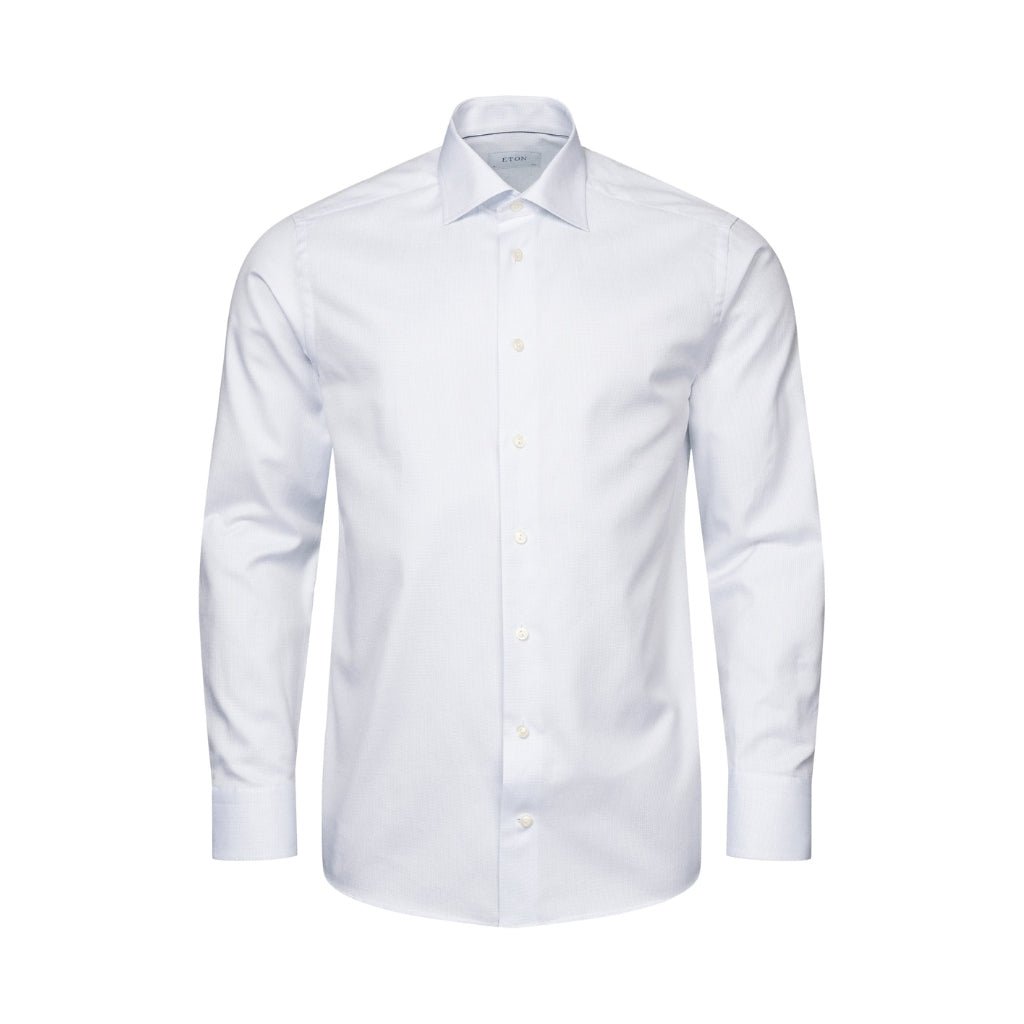 ETON Pin Dot Single Cuff Contemporary Fit Signature Twill Shirt LIGHT BLUE - Henry Bucks