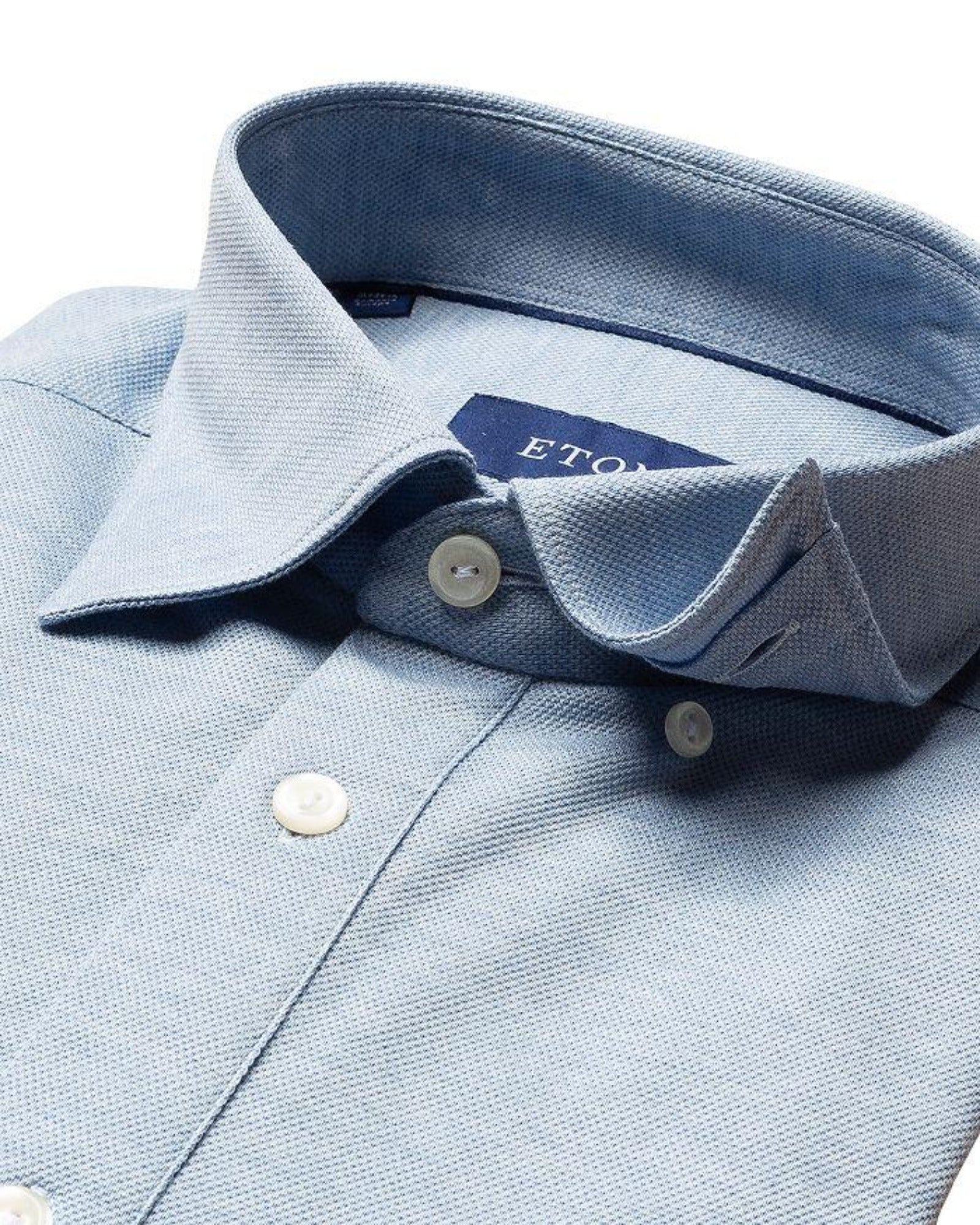 ETON Piqué Long Sleeve Polo Shirt BLUE - Henry BucksPolo38AW21014 - BLUE - SM