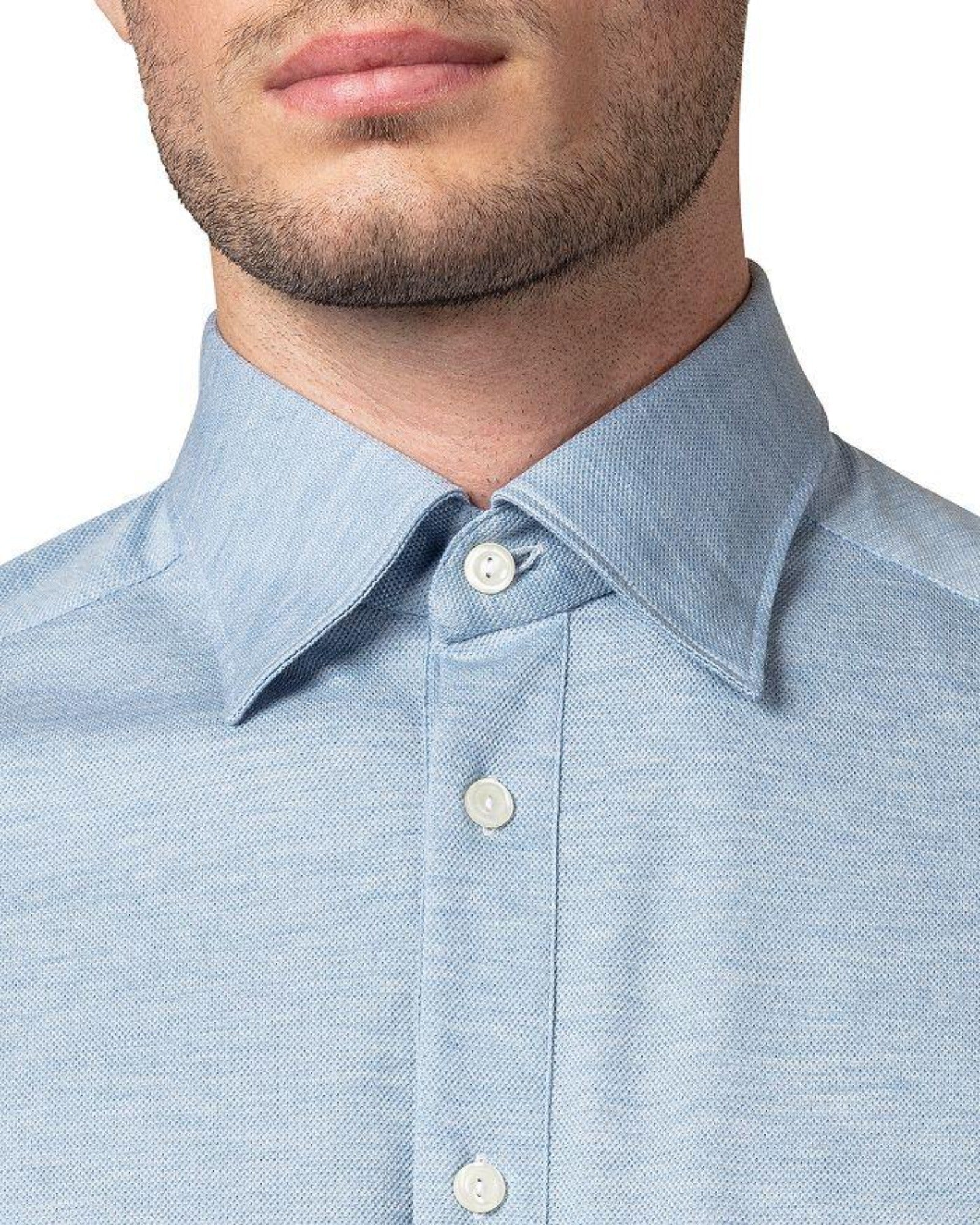 ETON Piqué Long Sleeve Polo Shirt BLUE - Henry BucksPolo38AW21014 - BLUE - SM