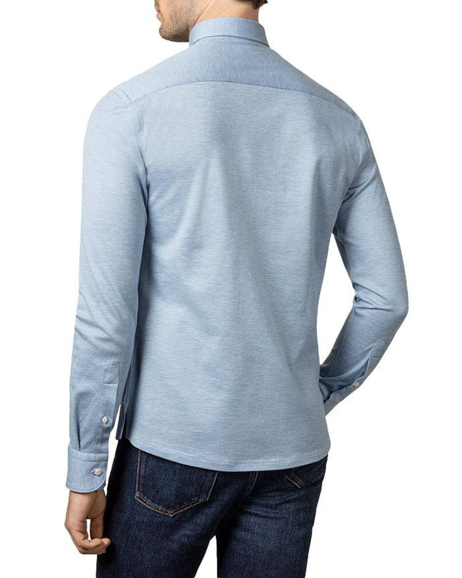 ETON Piqué Long Sleeve Polo Shirt BLUE - Henry BucksPolo38AW21014 - BLUE - SM