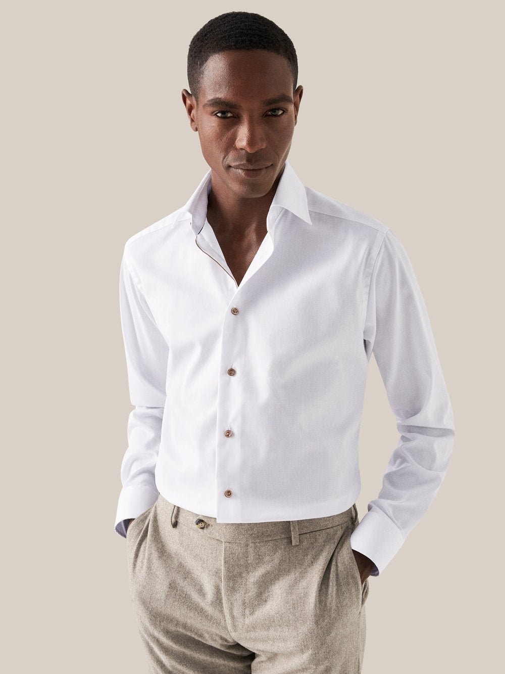 ETON Plain Buttoned Shirt SC - Contemporary Fit WHITE - Henry BucksShirts61SS230019 - WHTE - SC - CONT - 39