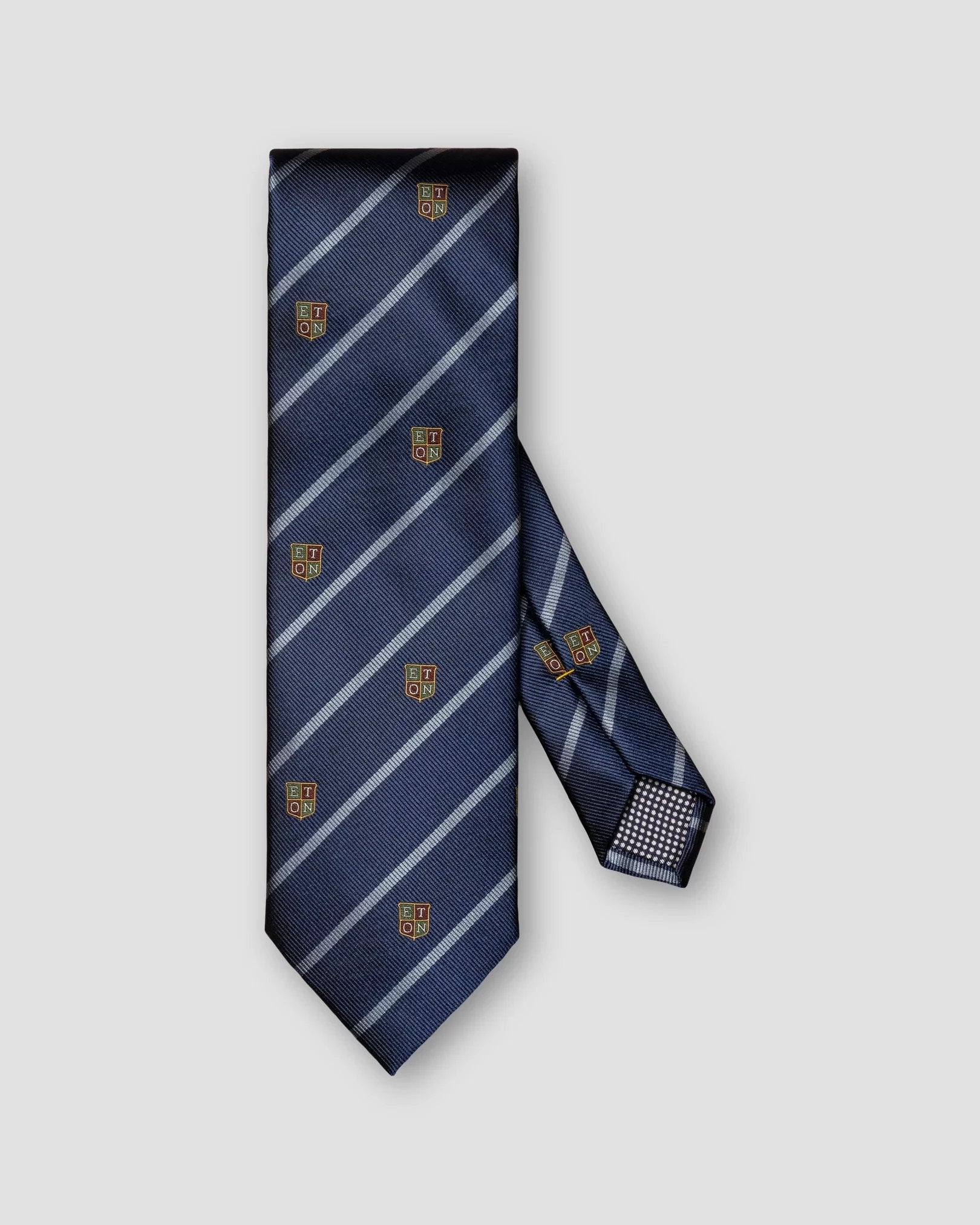 ETON Regimental Stripe Silk Tie MID BLUE - Henry BucksTies13AW240019 - MBLU