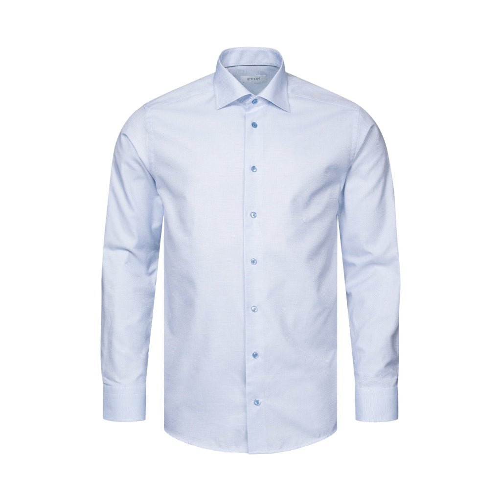 ETON Semi Solid Dobby Shirt Single Cuff Contemporary Fit LIGHT BLUE - Henry Bucks