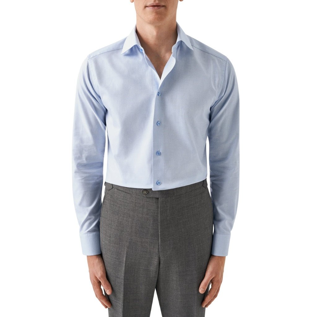 ETON Semi Solid Dobby Shirt Single Cuff Contemporary Fit LIGHT BLUE - Henry Bucks