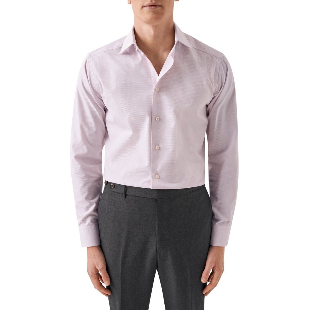 ETON Semi Solid Dobby Shirt Single Cuff Contemporary Fit PINK - Henry Bucks