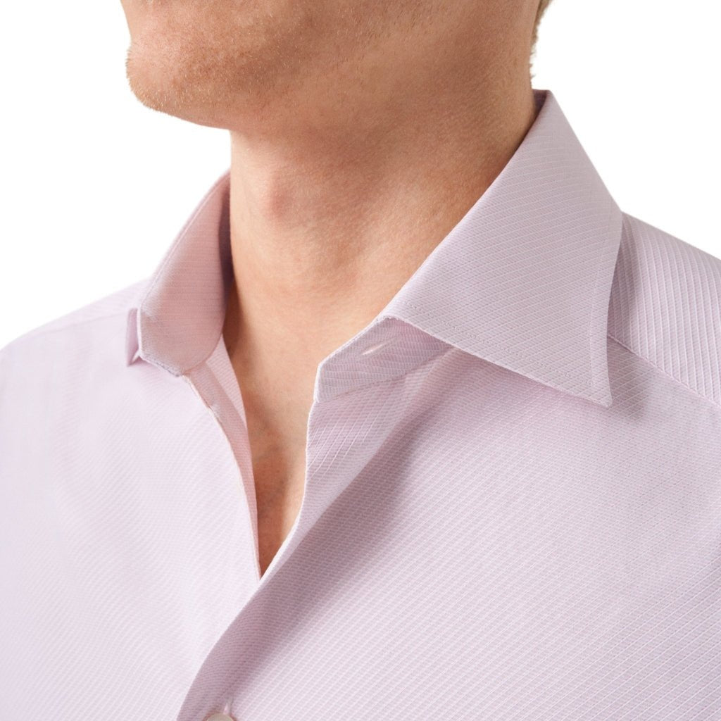 ETON Semi Solid Dobby Shirt Single Cuff Contemporary Fit PINK - Henry Bucks