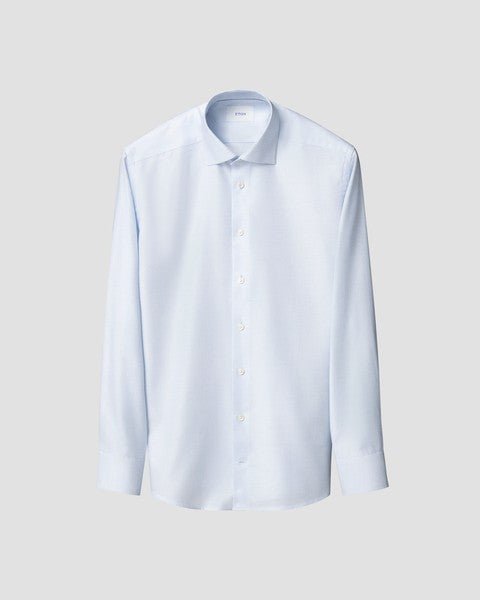 ETON Semi Solid Twill Long Sleeve Single Cuff Shirt LIGHT BLUE - Henry Bucks