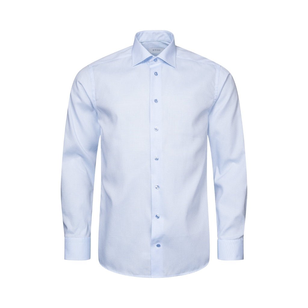 ETON Semi Solid Twill Shirt Single Cuff Contemporary Fit LIGHT BLUE - Henry Bucks