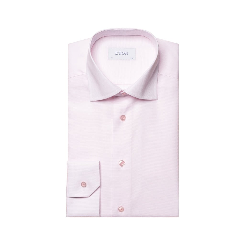 ETON Semi Solid Twill Shirt Single Cuff Contemporary Fit PINK - Henry Bucks