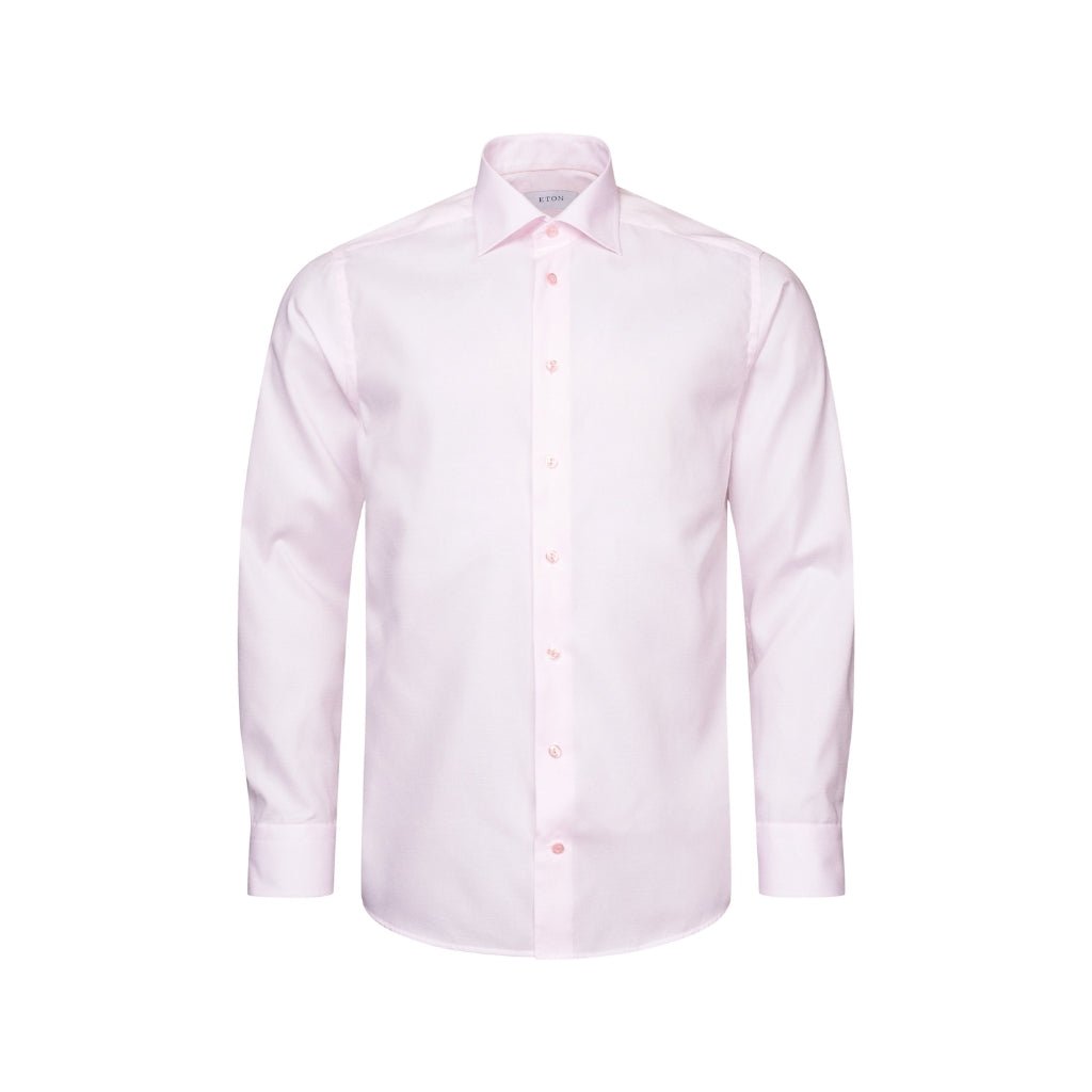 ETON Semi Solid Twill Shirt Single Cuff Contemporary Fit PINK - Henry Bucks