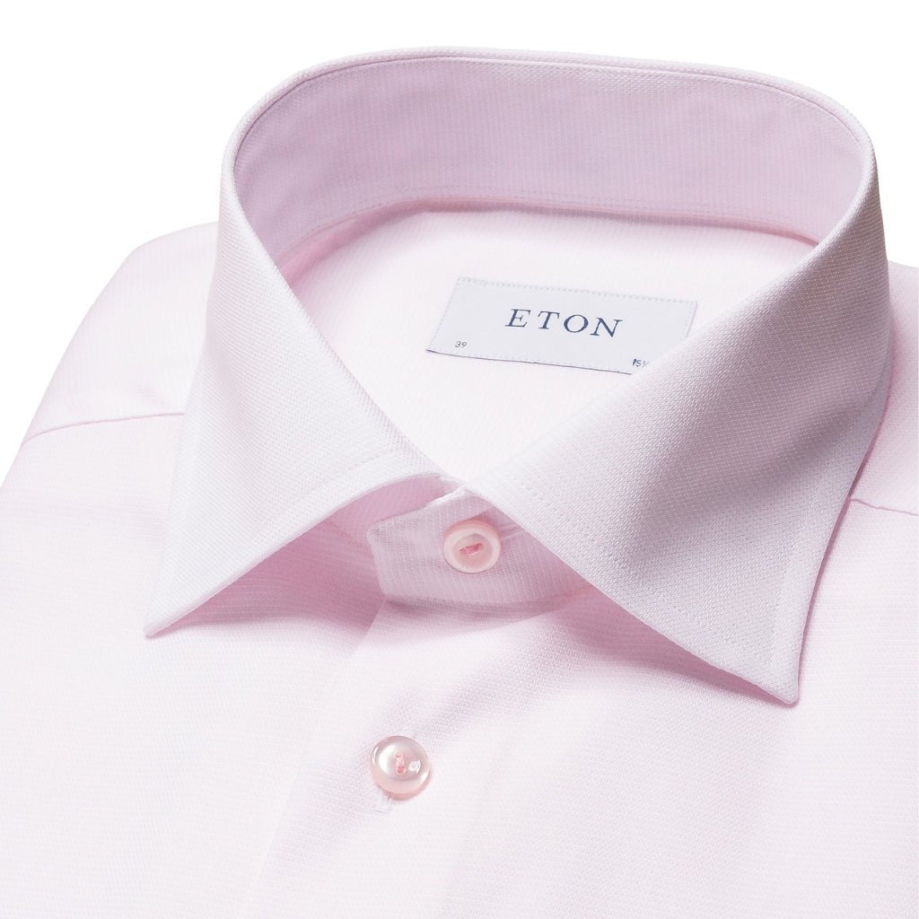 ETON Semi Solid Twill Shirt Single Cuff Contemporary Fit PINK - Henry Bucks