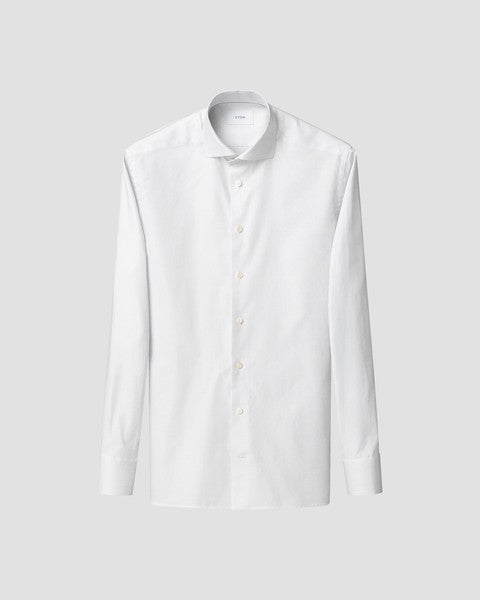 ETON Solid Oxford Long Sleeve Shirt Single Cuff WHITE - Henry Bucks