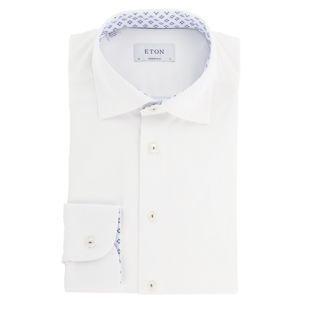ETON Stretch Contemporary Fit Shirt Single Cuff WHITE - Henry Bucks