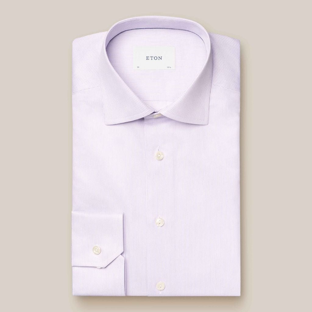 ETON Stripe Twill Shirt Single Cuff LIGHT PURPLE - Henry Bucks