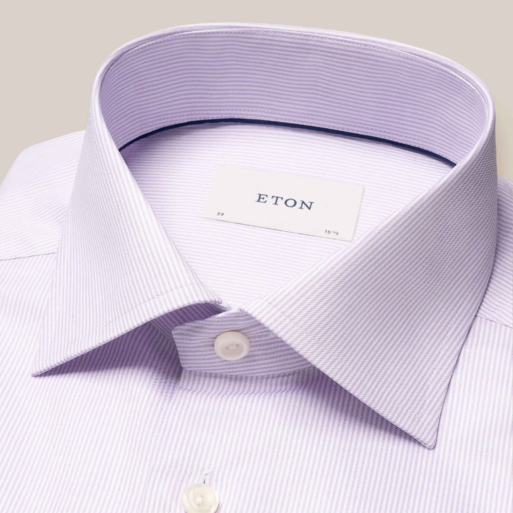 ETON Stripe Twill Shirt Single Cuff LIGHT PURPLE - Henry Bucks