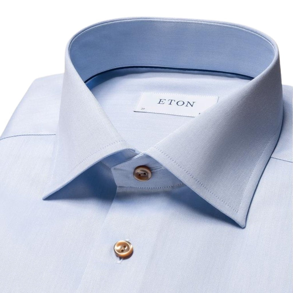 ETON Twill Long Sleeve Shirt Single Cuff Classic Fit LIGHT BLUE - Henry BucksShirts01AW240017 - LTBL - SC - CLAS - 44