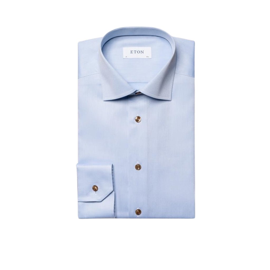 ETON Twill Long Sleeve Shirt Single Cuff Classic Fit LIGHT BLUE - Henry BucksShirts01AW240017 - LTBL - SC - CLAS - 44