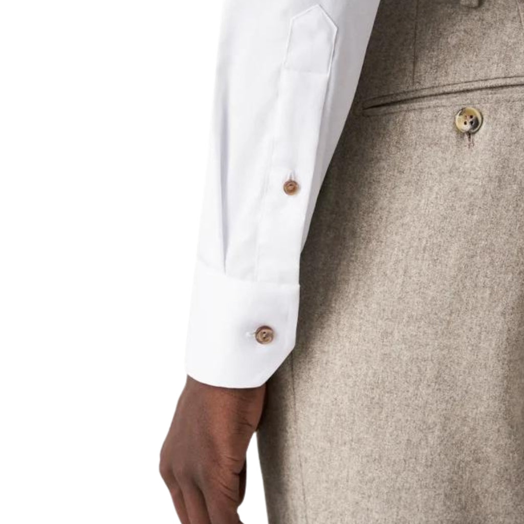 ETON Twill Long Sleeve Shirt Single Cuff Classic Fit WHITE - Henry Bucks