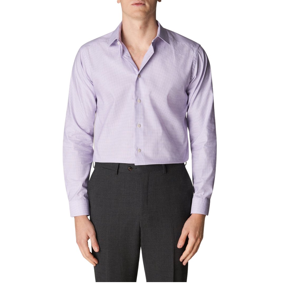 ETON Twill Shirt Micro Check Contemporary Fit PURPLE - Henry BucksShirts01AW230007 - PRPL - SC - CONT - 39