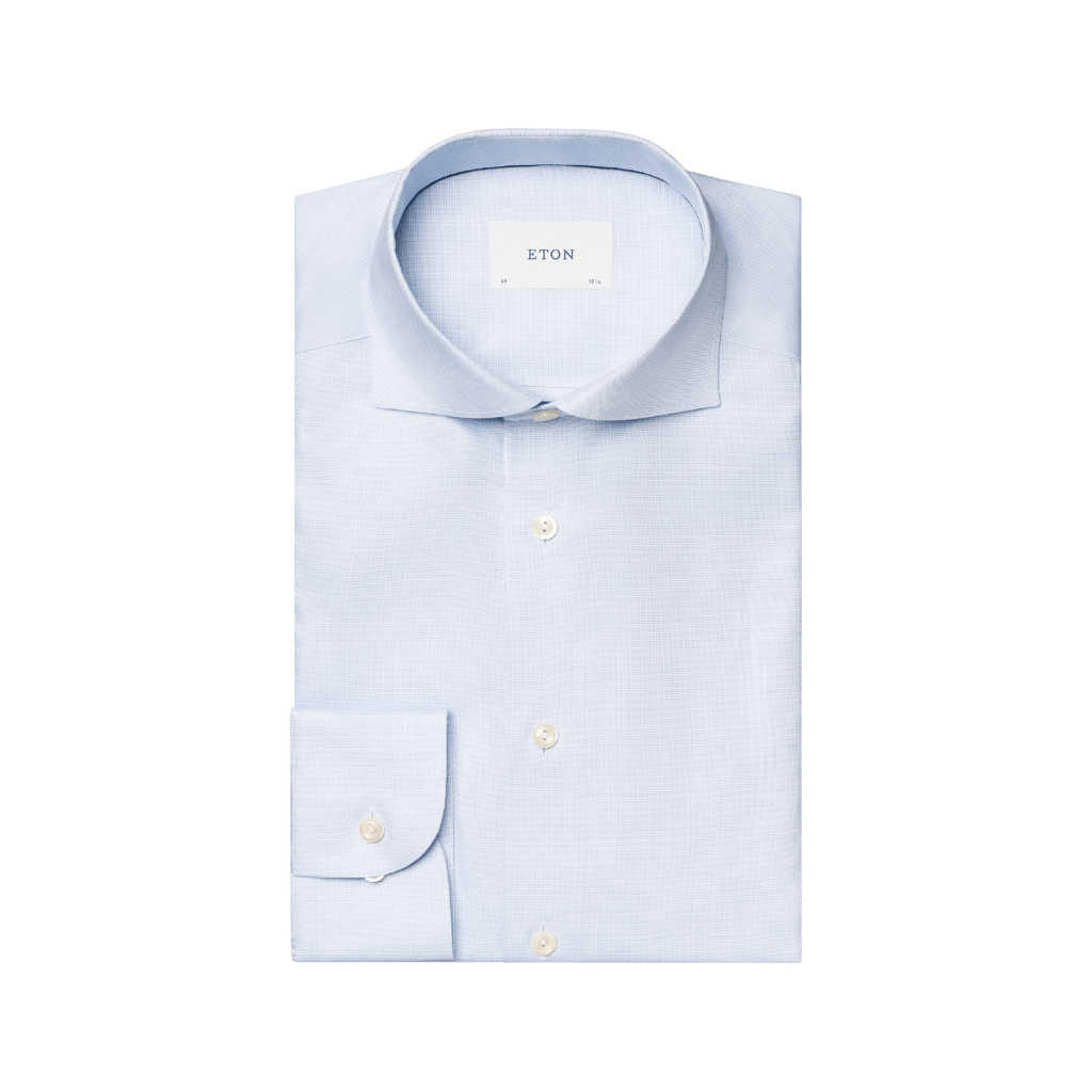 ETON Wrinkle Free Oxford Single Cuff Shirt BLUE - Henry Bucks